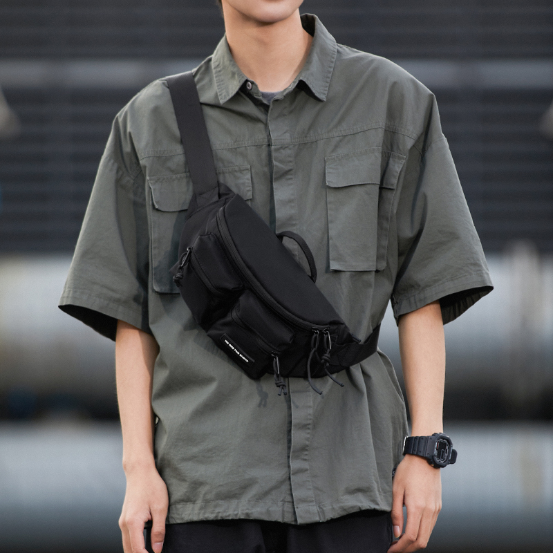 Skew Satchel Pack Purse Chest Bag Men's Satchel Casual Man Sloping Cross Homemade Street Design Single Shoulder Backpack Portable Pouch-Taobao