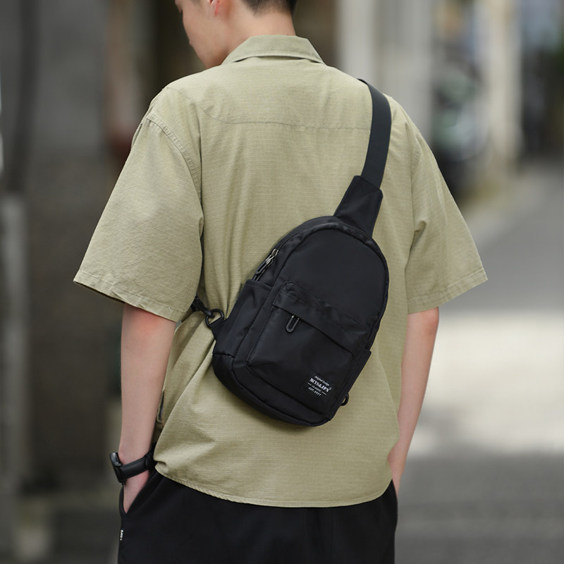 Wood Village Sizzle Men's Slanted Satchel WAVE CARD CASUAL SPORTS Bag Mobile Phone Zero Wallet Business Chest Bag Single Shoulder Bag