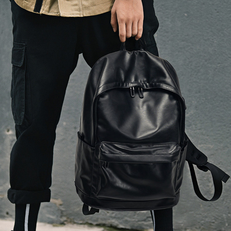 Double Shoulder Bag Men Tide Bag Han Edition PU Travel Bag Student School Bag Large Capacity Computer Bag Tide Fashion Casual