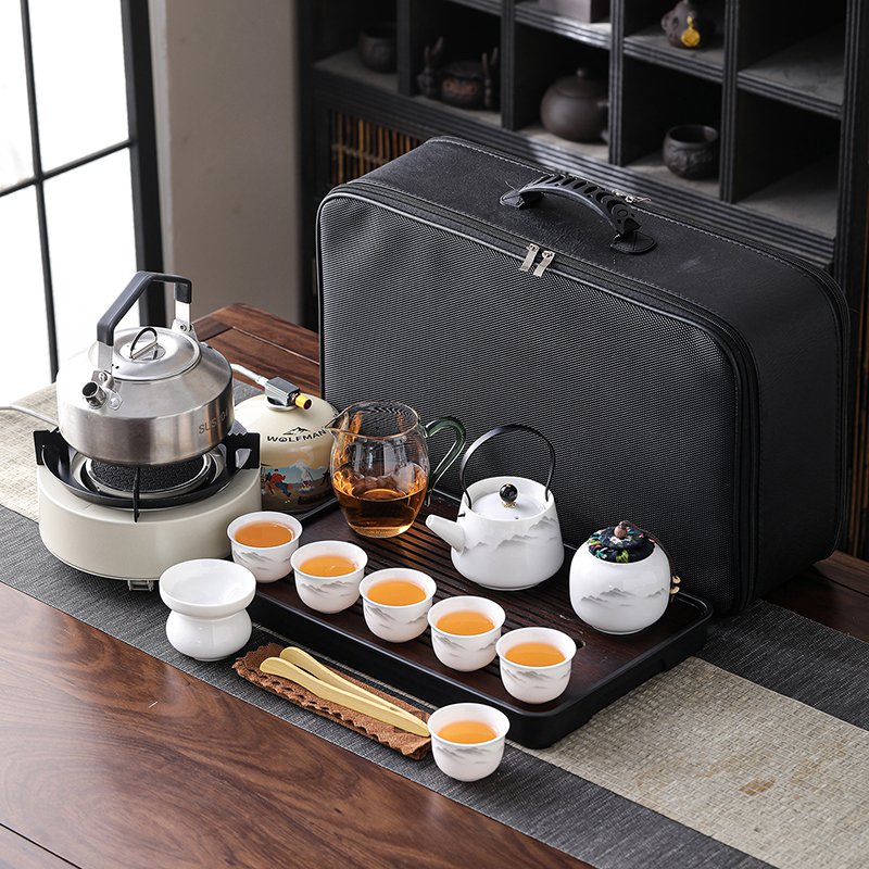 Outdoor Portable Gaiwan Kung Fu Tea Set, a Set of Equipment for Making Tea in the Car, Camping, Boiling Water, and Brewing Tea