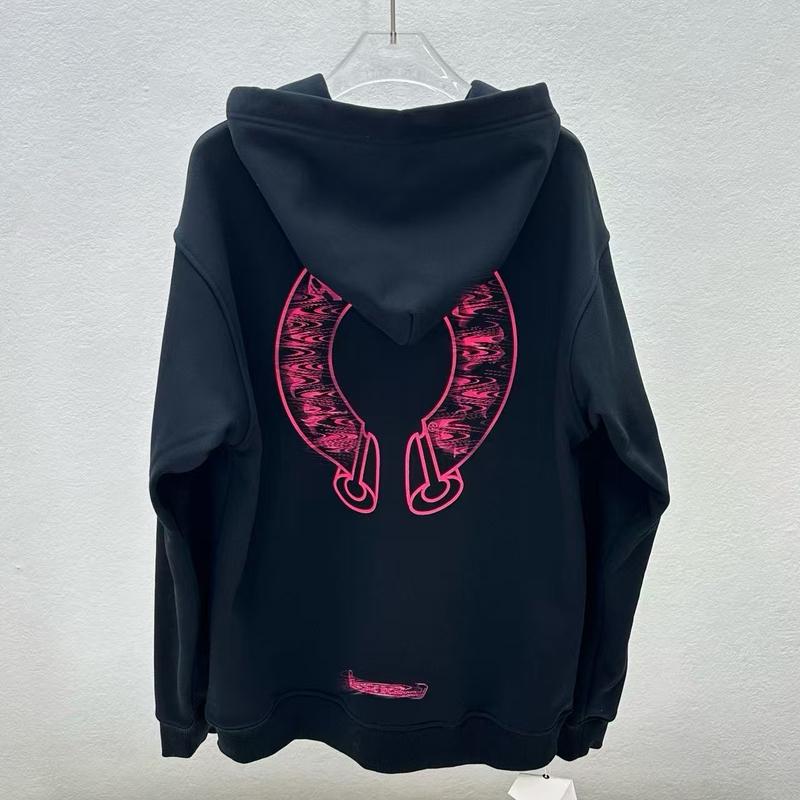 Trendy Brand 2026 New Letter Cross Arm Print Pure Cotton Zipper Unisex Hooded Jacket