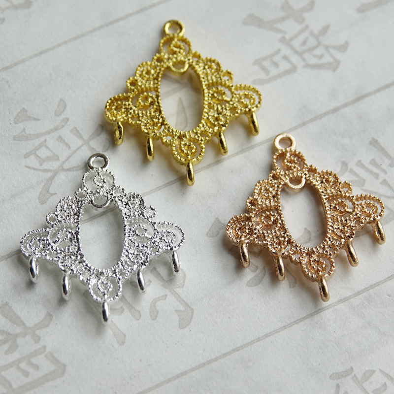 diy handmade material ancient style hanfu step-shaking hairpin headgear accessories pendant pendant hanging piece interlocking lock pendant 190