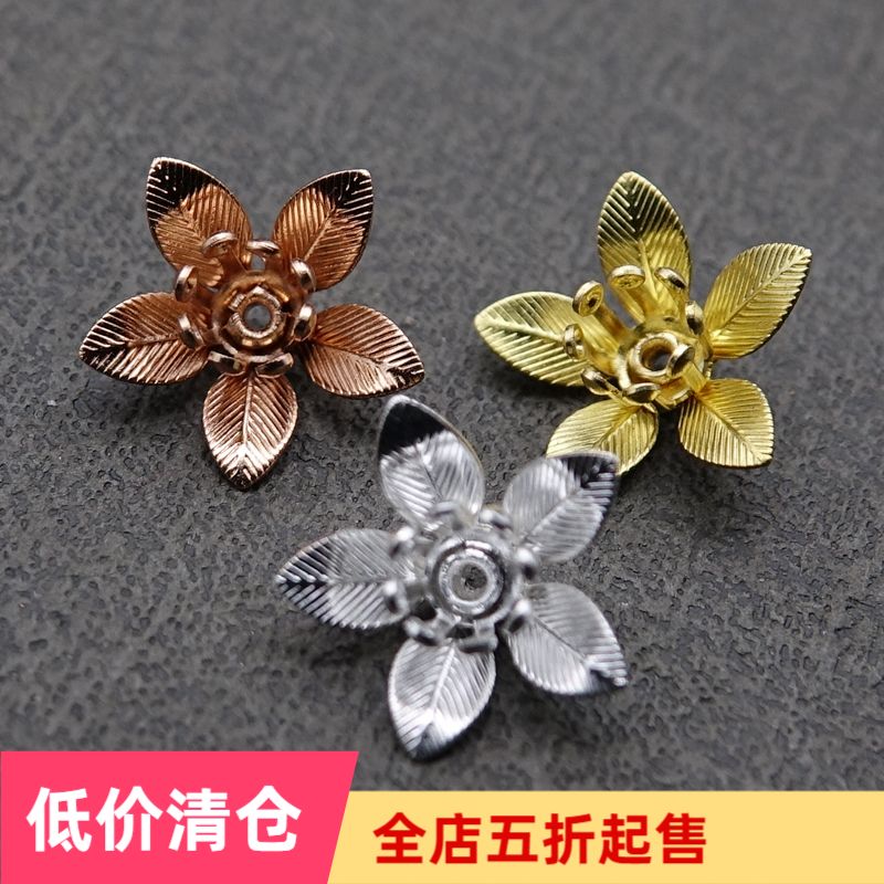 diy handmade material ornament accessories ancient fitting head decorated hairpin brass multilayer solid small flower pure copper CT215
