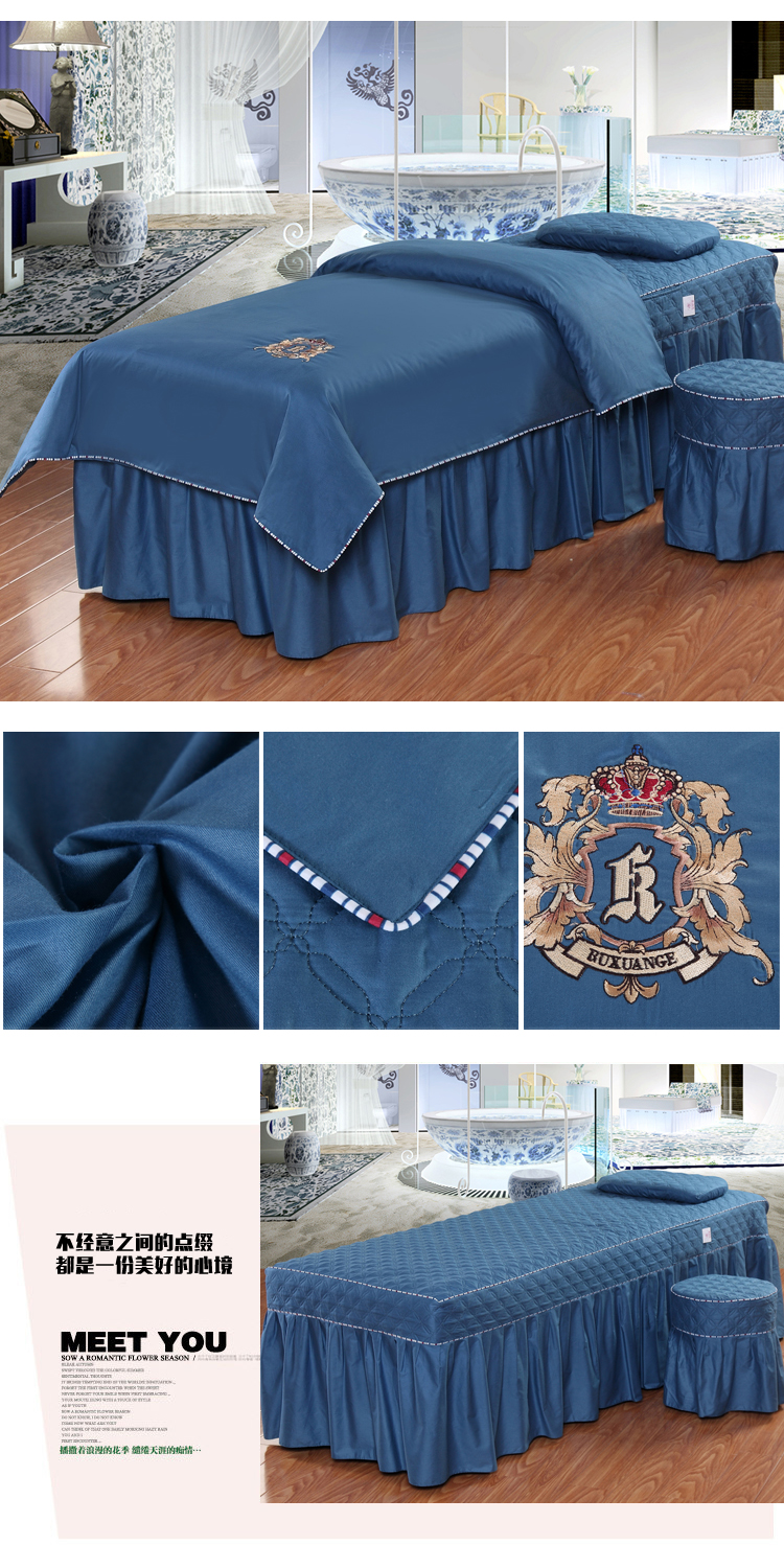 dầu gội đầu bông Hàn Quốc màu đơn giản trắng bông denim bedspread vẻ đẹp massage spa tùy chỉnh - Trang bị tấm ga giường spa giá rẻ