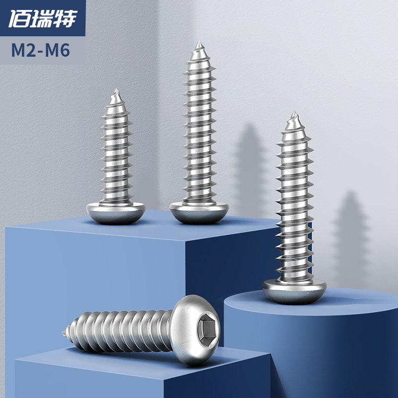 304 stainless steel semicircle head inner hexagonal self tapping screw lengthened wood screw accessories Grand full M2M3M4M5M6