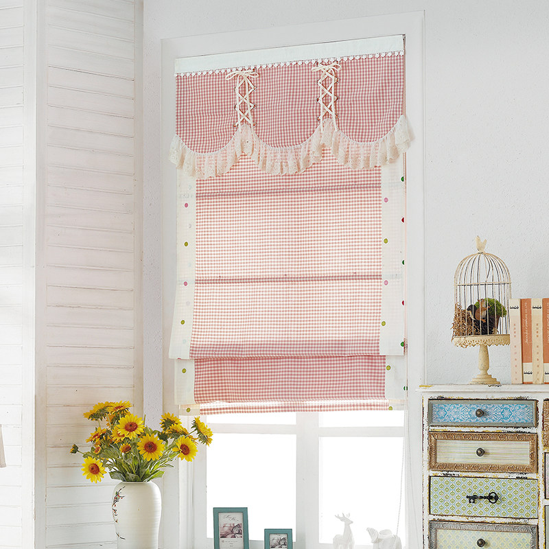Pink plate children girl princess Rome curtain shade lift curtain floating curtain curtain folded curtain bedroom
