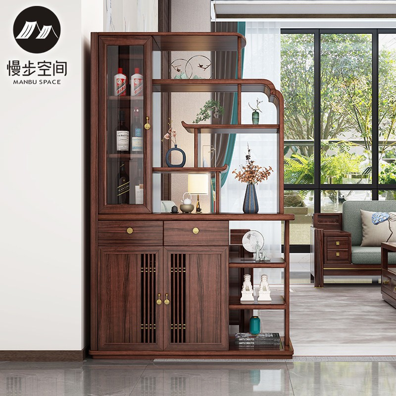 New Chinese solid wood room cabinet Partition Living Room Modern Light Lavish Screen Xuanguan Cabinet Two-sided Wine Cabinet Door Hall Shelve