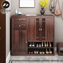 New Chinese solid wood shoe cabinet home 3-door shoe rack corridor door modern light luxury living room entrance hall entrance cabinet