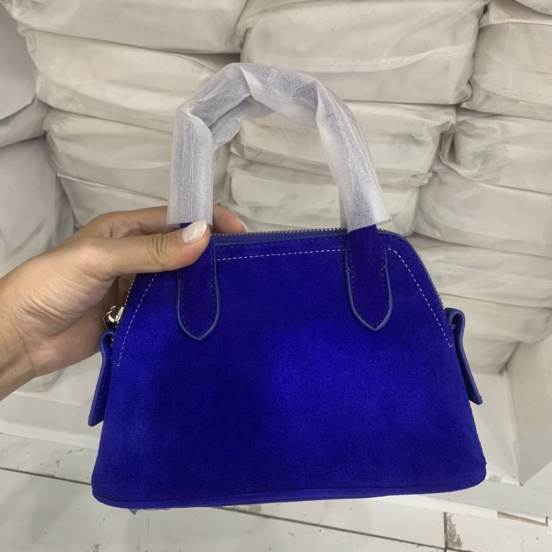 Nubuck Leather Klein Blue Hand-Held Shell Bag