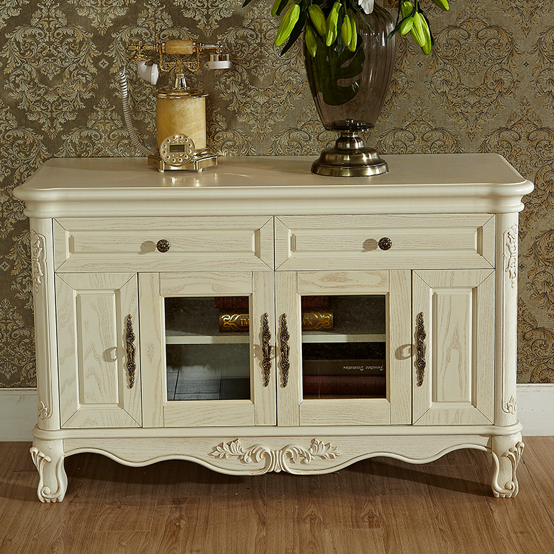 Eurostyle Furniture Solid Wood American TV Cabinet Antique White Tian Garden Style Containing Cabinet Bedroom Woody Cabinet Special Price