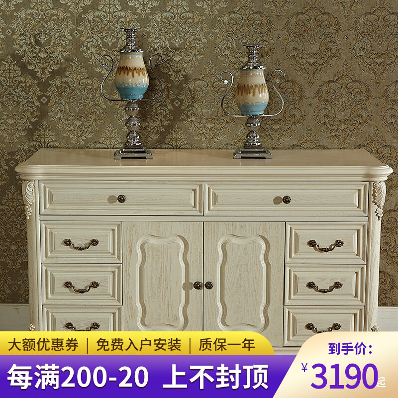 Special price European-style bedroom furniture solid wood TV cabinet white antique containing cabinet field wind dwarf cabinet with drawer cabinet