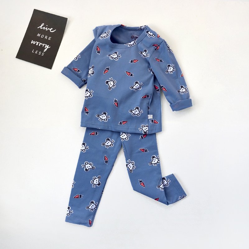 Infant quần quần áo mùa thu mùa thu thiết bé Lycra bông lót hai mảnh bộ childrens mùa thu / mùa đông ấm áp pajama đồ lót.
