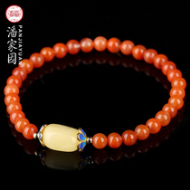 Pan Home Cool Mountain Stock South Red Agate With Honey Wax Single Ring Handstring