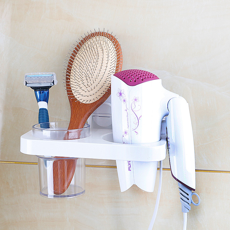 Hair dryer rack Non-perforated powder room shelf Hair dryer rack Wall-suction hair dryer rack Bathroom shelf storage