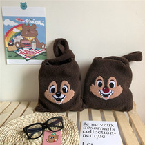 Kichititi squirrel plush vest bag ins Cute handbag Girl heart lambskin bag