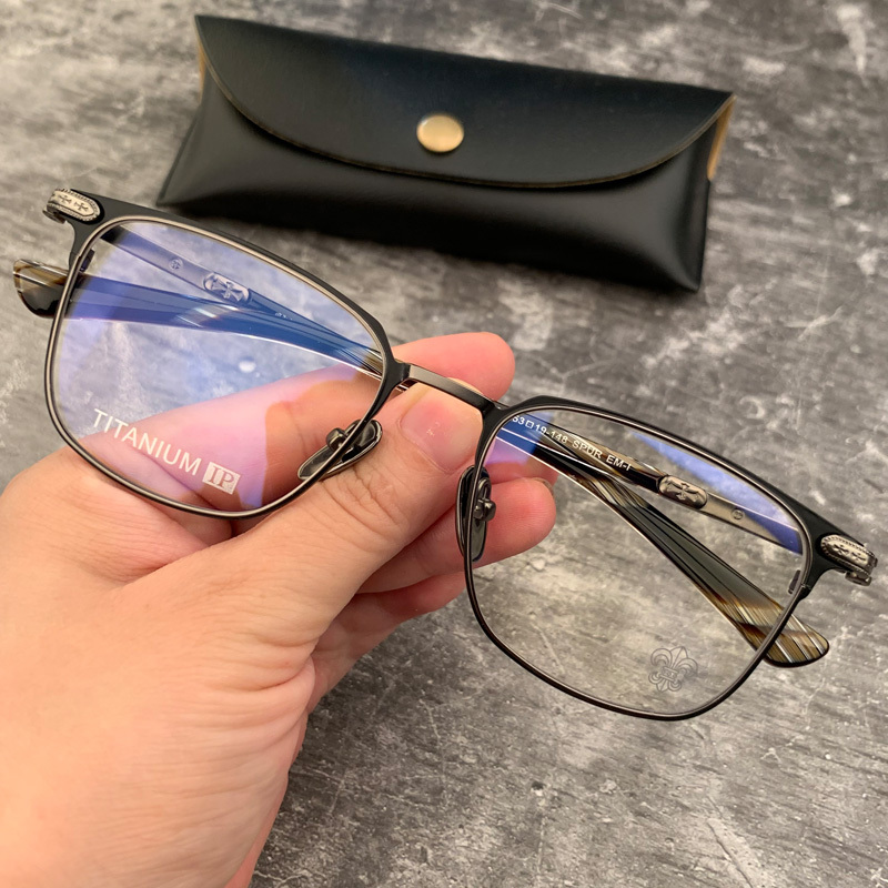New Versatile Eyeglass Frames, Ultra-Light Pure Titanium, New Business Style for Men, Ultra-Light, Large Face, Gold-Rimmed, Non-Prescription Myopia Glasses