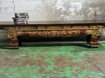 Old carved bench waiting area stool old old objects furnishings retro nostalgic props decoration