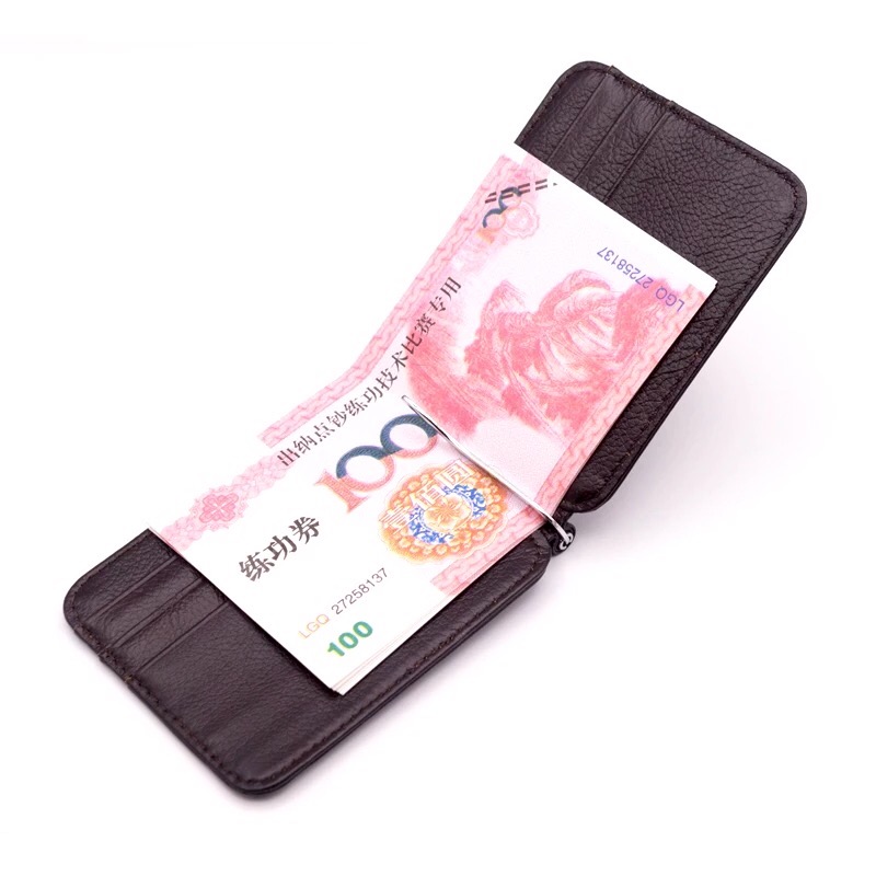 Foreign trade American money clip genuine leather wallet retro oil wax leather men's banknote clip multi-function card set special offer for men and women