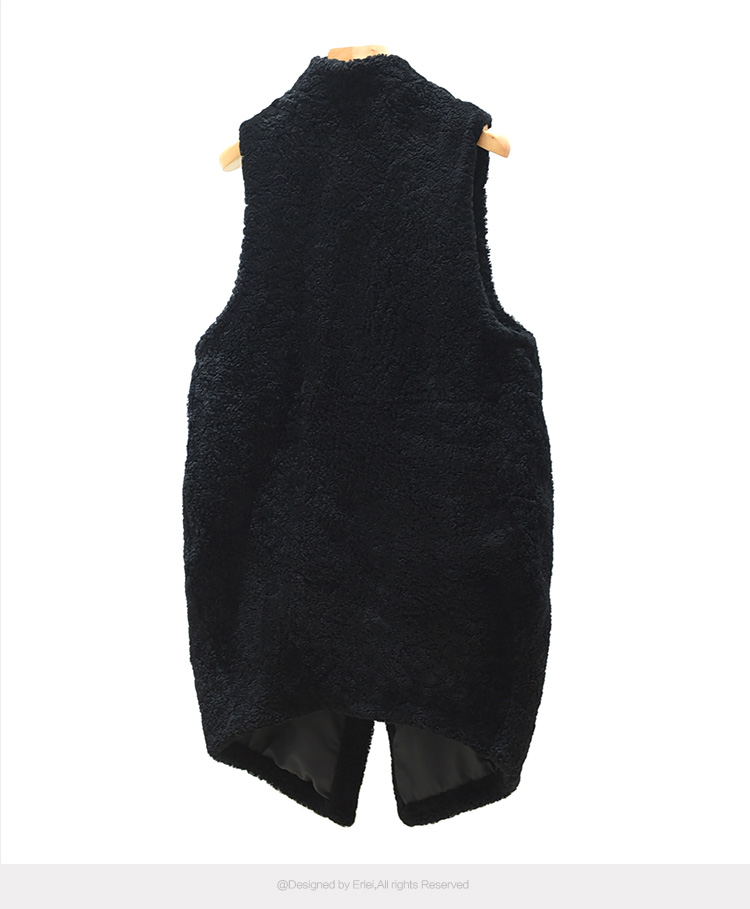 Phiên bản Hàn Quốc của ulzzang vest nữ mùa thu đông hoang dã vest dài vest vai cừu xé áo không tay áo gile phao