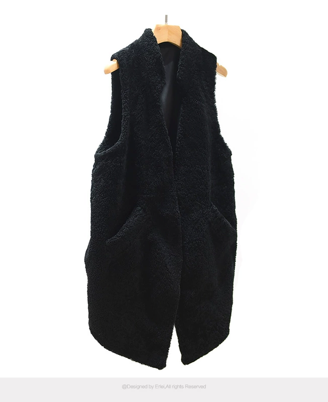 Phiên bản Hàn Quốc của ulzzang vest nữ mùa thu đông hoang dã vest dài vest vai cừu xé áo không tay áo kiểu trung niên hàn quốc