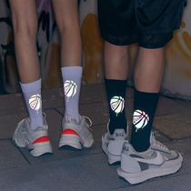 Original tide 3m reflective color laser street skateboard basketball tide in the long - gang cotton sock