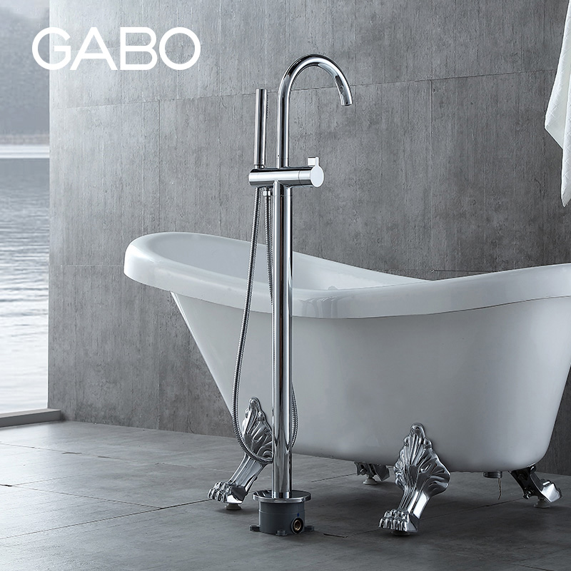 Guanbo home decoration bathroom bathtub shower faucet mixing valve hot and cold bathroom floor type cylinder side faucet 130096