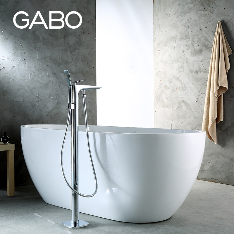 GABO Floor-standing bathtub faucet Single handle double cut cylinder edge faucet Brass chrome shower 18D026