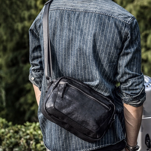 Японская кожаная сумка на одно плечо, рюкзак для отдыха, воловья кожа, из натуральной кожи, в корейском стиле