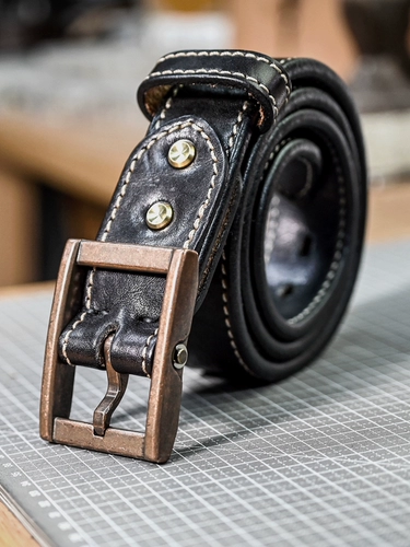 Медный ретро ремень, кожаные двусторонние изысканные штаны, простой и элегантный дизайн
