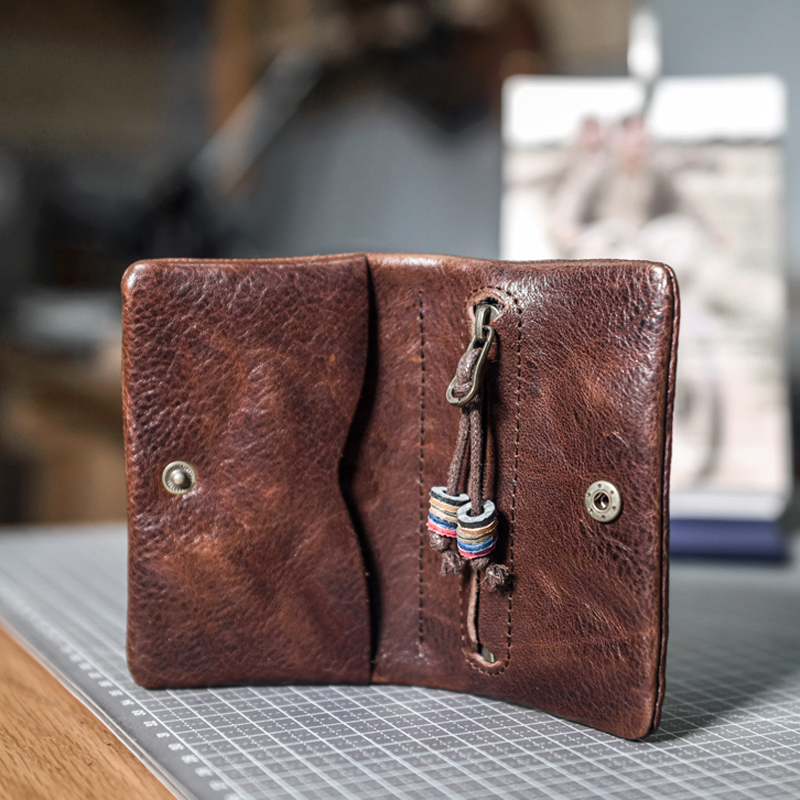 Handmade Retro Head Layer Bull Leather Wallet Genuine Leather Zero Wallet Mini Wallet Lady Zero Wallet Coin Bag