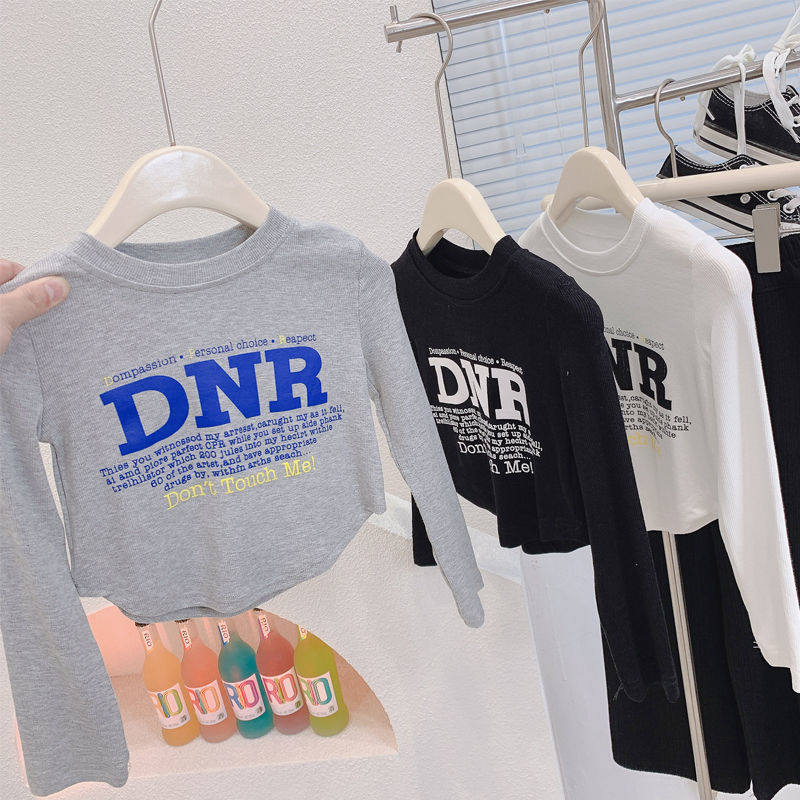 Girls' long-sleeved T-shirt 2022 new baby girl spring and autumn Korean version tops spring foreign style alphabet bottoming shirt tide