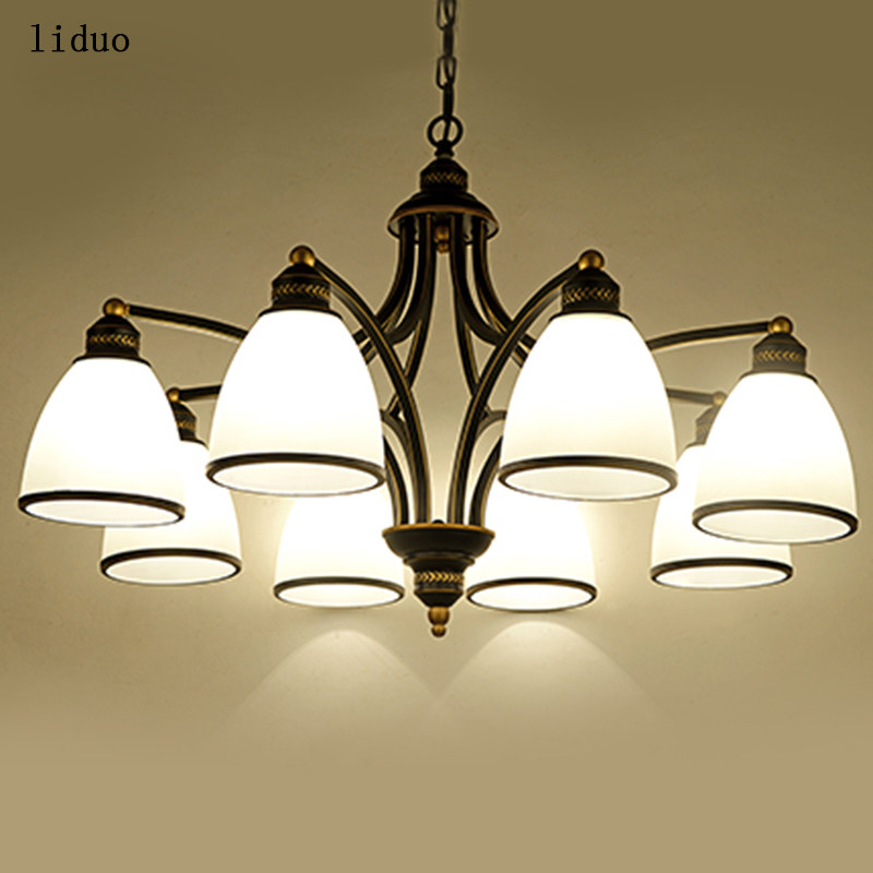 led美式吊灯客厅灯现代简欧卧室餐厅灯乡村北欧复古铁艺灯饰灯具