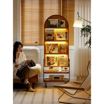 Nordic makeup mirror multi-functional solid wood dressing mirror bedroom full-length mirror removable magazine rack storage rack