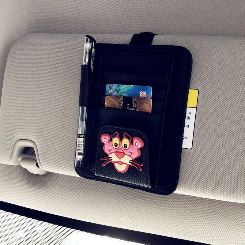 Car supplies glasses clip Pink naughty Leopard car glasses frame clip Storage visor card clip