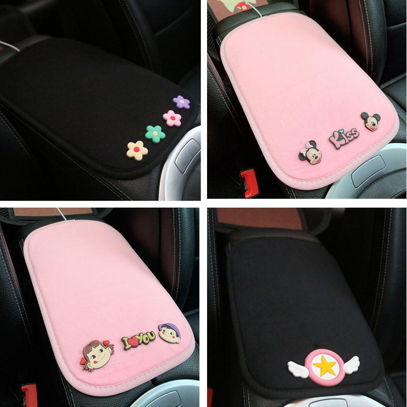 Car Interior Cartoon Cute Car Armrest Box Cushion Hand Armchair Woman Interior Decoration Items Universal Size