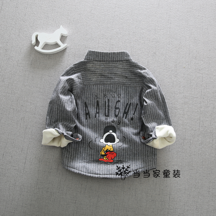 Áo sơ mi bé trai 0 plus nhung dày 1 áo khoác cardigan cho bé 6 tháng mùa thu đông quần áo mới 3 tuổi Quần áo ấm cho bé áo sơ mi thô cho bé trai