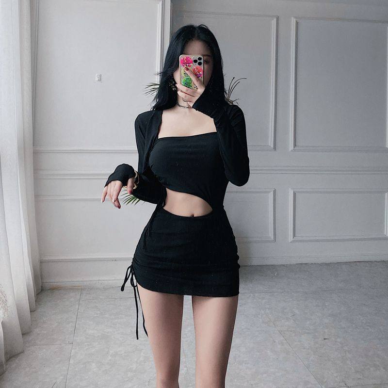 Dot Korea South Korean ins Shyphens Swimsuit Women Summer Small Chest Sexy Hollowed-out Display Slim Spa 2021 New Swimsuit