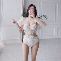 Dudu point Han Shang Korean ins fairy sexy conservative one-piece swimsuit female Xia small chest gathered thin hot spring swimsuit