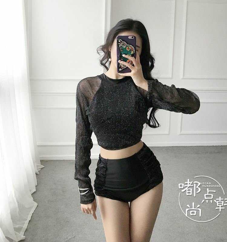 Thái Lan ~ ~ áo tắm dài tay gợi cảm nữ ngực nhỏ thu thập kem chống nắng nữ giảm béo bụng tam giác áo tắm spa đồ bơi 2 mảnh cho bé gái