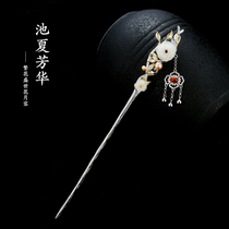 Very ancient wind S925 silver hair hairpin and Tian jade hair hairpin children tassel Hanfu headdress to give girlfriend gifts