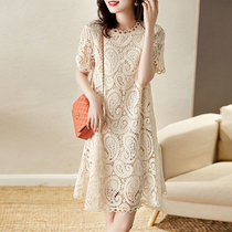 Lace dress dress woman 2022 Summer new foreign air fashion small sub-temperament slim short sleeve French short dress