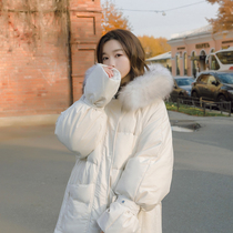 SNICYKER Feather Dresses in 2022 winter new long - hair - tied white - knee coat