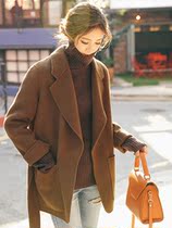 SNICYKER Autumn Winter New Black High-end Bifacial Cashmere Big Coat Woman Light Cooked Ethos Wool Suit Jacket