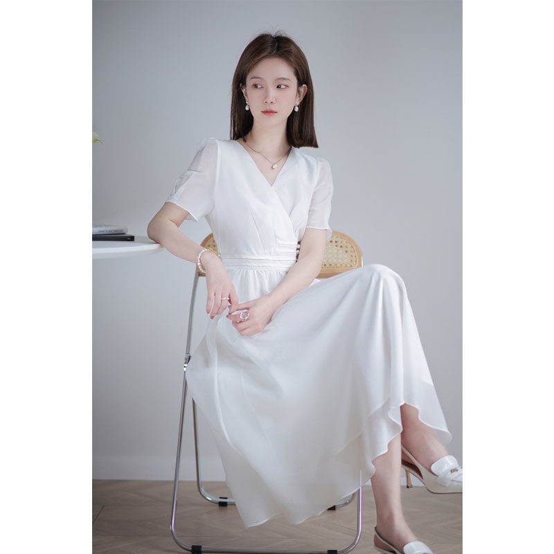 Snicyker white dress female summer new Super Sense Super Fairy Pie Light Luxury Dress