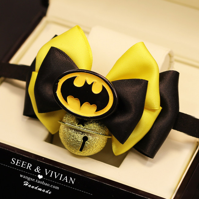 Handmade Pet Ornament Pet Neckline Cat Kitty Dog Bell Bow Bow Tie Neckline Teddy listed Batman