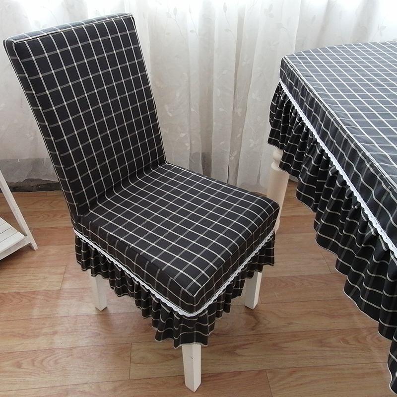 Home One-Piece Chair Cover Square Round Tablecloth Dining Chair Cover Fabric Chair Cover Set Dining Chair Cover Plaid Chair Cover