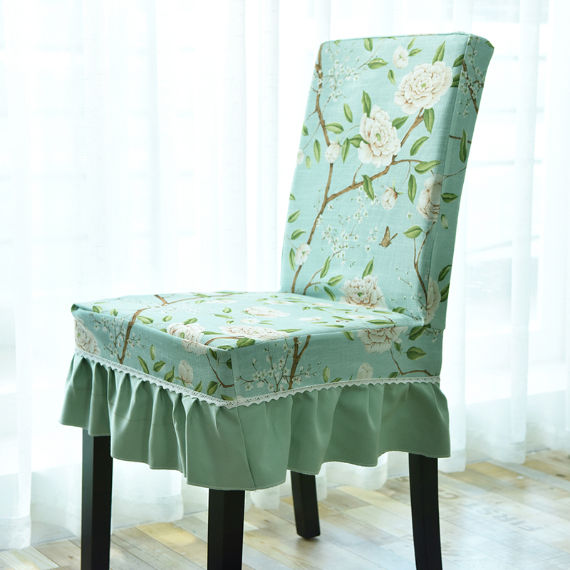 Custom home one-piece chair cover pastoral chair cover chair cushion set European-style simple modern dining chair set cloth cotton