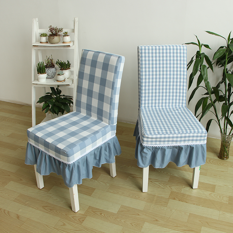 Custom chair cover dining chair cover stool cover cloth art American brief checkered home hotel office chair cover