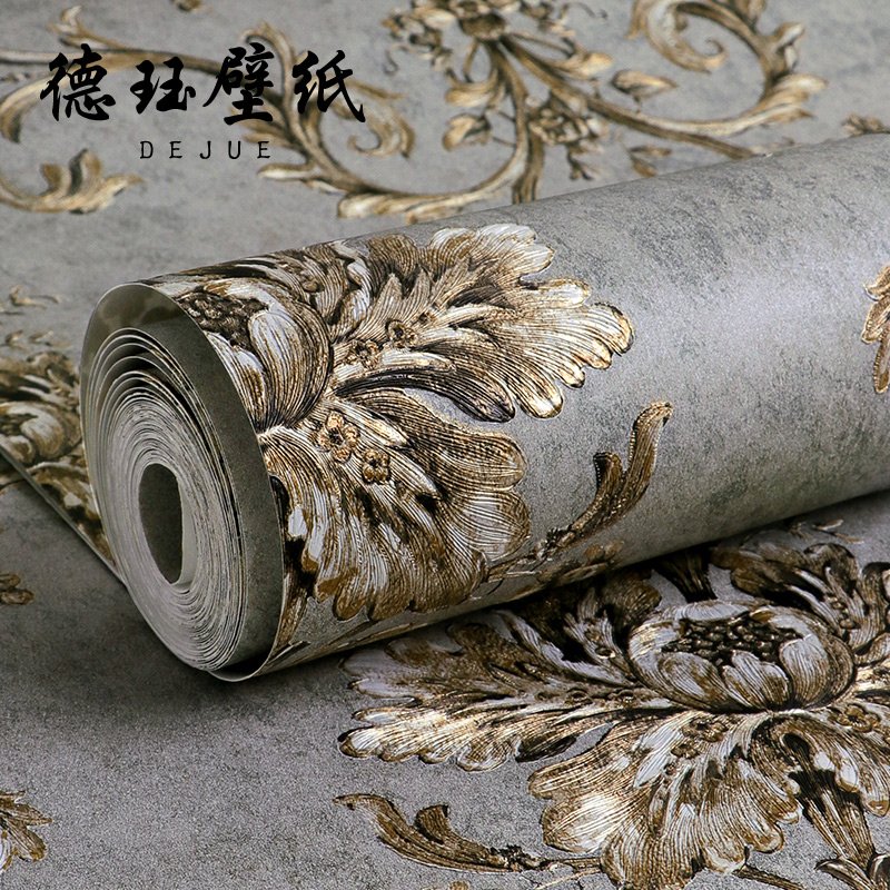3D three-dimensional relief retro European wallpaper luxury bedroom living room TV wall background wall paper household non-woven fabric