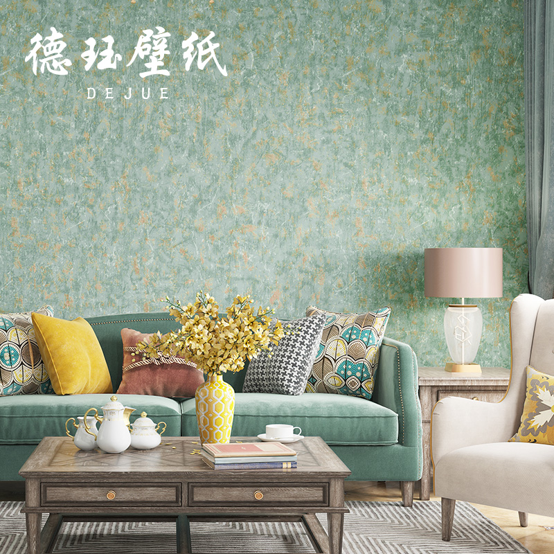 American retro non-woven fabric color light green wallpaper light luxury bedroom living room background wallpaper bedroom